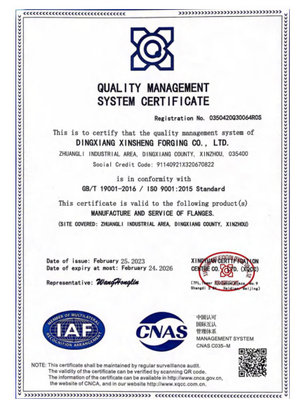 ISO 9001 quality management certificate, English